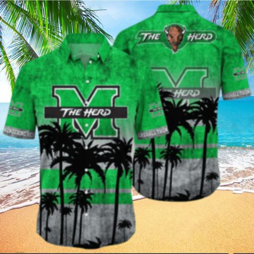 Marshall Thundering Herd Logo Coconut Tropical Hawaiian Shirt Beach Gift For Fans