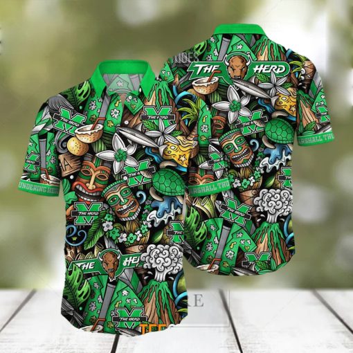 Marshall Thundering Herd Ncaa Mens Floral Special Design Hawaiian Shirt