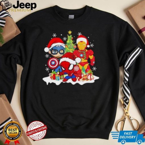 Marvel Christmas Avengers Captain America Ironman Spider Man Christmas Shirt