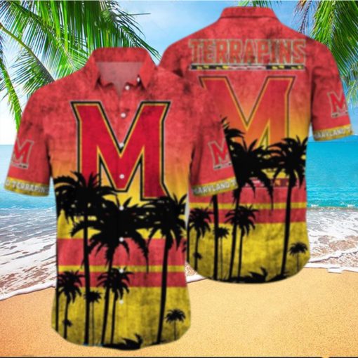 Maryland Terrapins Logo Coconut Tropical Hawaiian Shirt Beach Gift For Fans