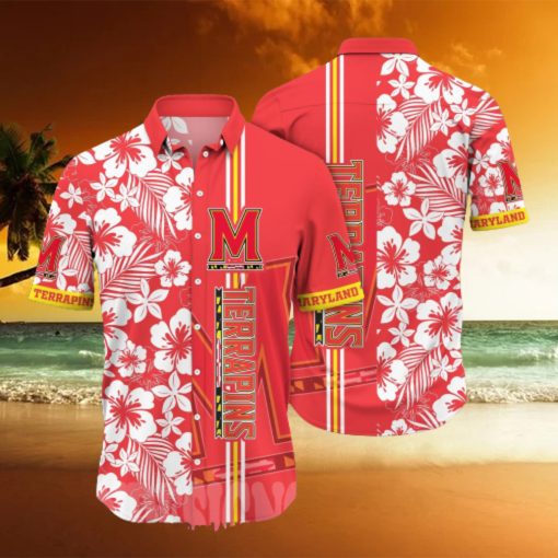 Maryland Terrapins NCAA Floral 3D All Over Print Hawaiian Shirt