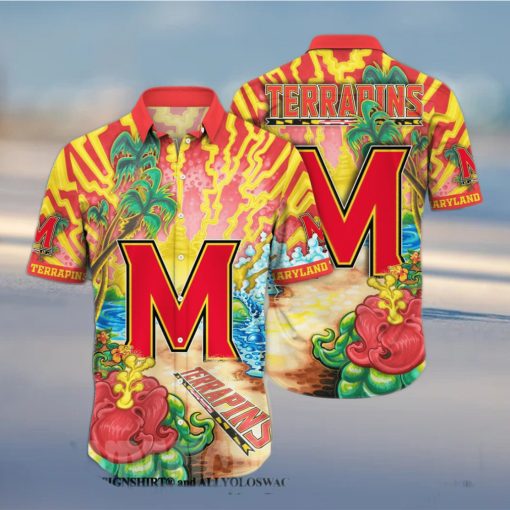 Maryland Terrapins NCAA Flower 3D All Over Printed Hawaiian Shirt