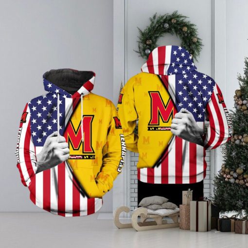 Maryland Terrapins NCAA US Flag 3D Printed Hoodie