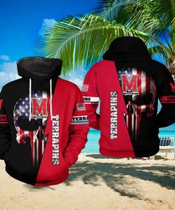 Maryland Terrapins NCAA US Flag Skull 3D Printed Hoodie