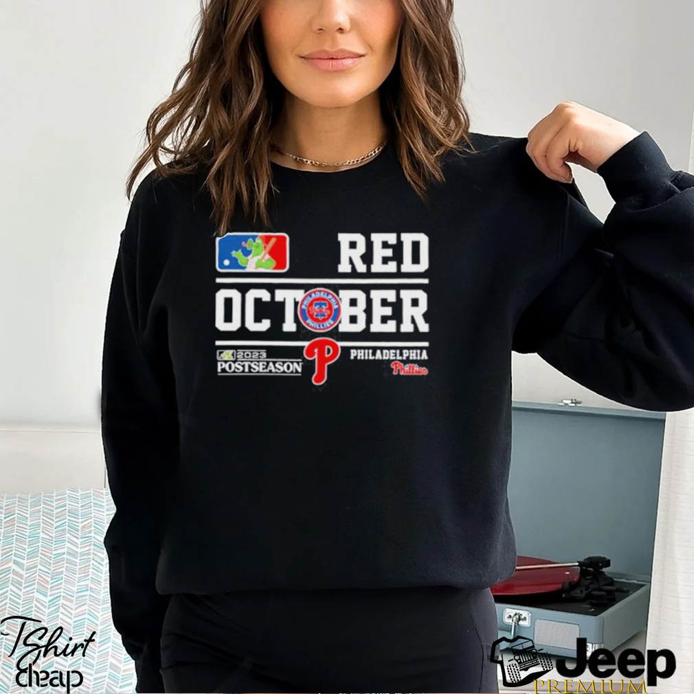 Philadelphia phillies red october mascot 2023 postseason shirt, hoodie,  sweater, long sleeve and tank top