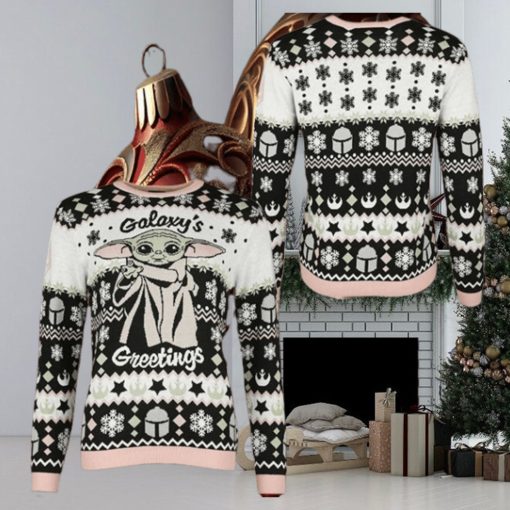 Master Yoda Galaxy’s Greetings Snowflake Pattern Holiday Ugly Christmas Sweater