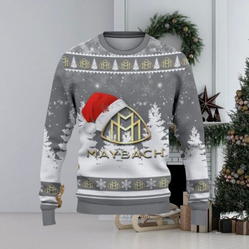 Maybach Logo Wearing Santa Hat Christmas Gift Ugly Christmas Sweater For Men And Women Gift