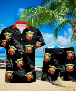 McDonald s Baby Yoda Hug Tropical Hawaiian Shirt And Shorts Aloha Summer Gift For Men And Women