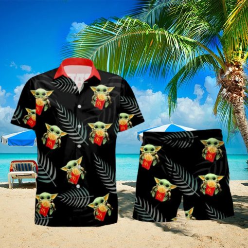 McDonald s Baby Yoda Hug Tropical Hawaiian Shirt And Shorts Aloha Summer Gift For Men And Women