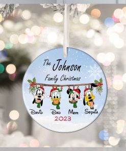 Personalized Christmas Disney Ceramic Ornament, Mickey and Friends Ornament,