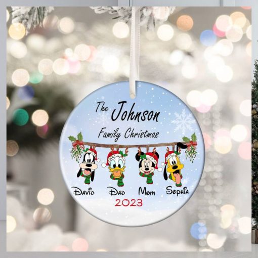 Personalized Christmas Disney Ceramic Ornament, Mickey and Friends Ornament,