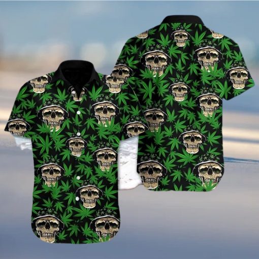 Mega Cool Skull Weed Cannabis Tropical Hawaiian Aloha Shirt