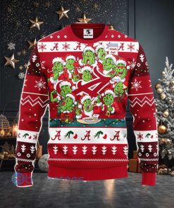 Men And Women Christmas Gift NCAA Alabama Crimson Tide Cute 12 Grinch Face Xmas Day 3D Ugly Christmas Sweater