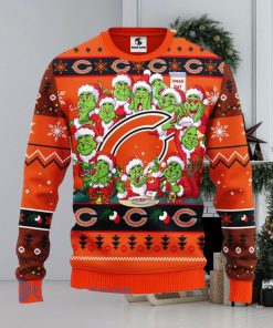 Men And Women Christmas Gift NFL Chicago Bears Cute 12 Grinch Face Xmas Day 3D Ugly Christmas Sweater