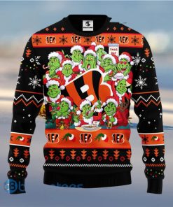 Men And Women Christmas Gift NFL Cincinnati Bengals Cute 12 Grinch Face Xmas Day 3D Ugly Christmas Sweater