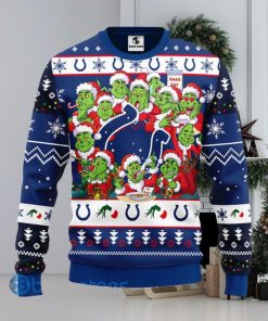 Men And Women Christmas Gift NFL Indianapolis Colts Cute 12 Grinch Face Xmas Day 3D Ugly Christmas Sweater