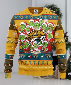 Men And Women Christmas Gift NFL Jacksonville Jaguars Cute 12 Grinch Face Xmas Day 3D Ugly Christmas Sweater