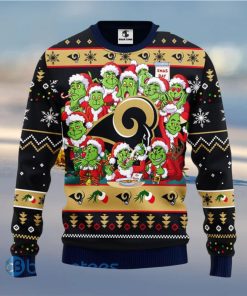 Men And Women Christmas Gift NFL Los Angeles Rams Cute 12 Grinch Face Xmas Day 3D Ugly Christmas Sweater