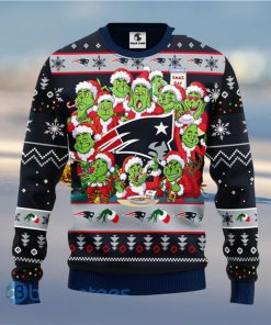 Men And Women Christmas Gift NFL New England Patriots Cute 12 Grinch Face Xmas Day 3D Ugly Christmas Sweater