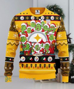 Men And Women Christmas Gift NFL Pittsburgh Steelers Cute 12 Grinch Face Xmas Day 3D Ugly Christmas Sweater