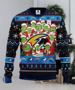 Men And Women Christmas Gift NFL San Diego Chargers Cute 12 Grinch Face Xmas Day 3D Ugly Christmas Sweater