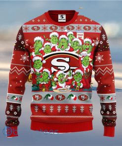 Men And Women Christmas Gift NFL San Francisco 49ers Cute 12 Grinch Face Xmas Day 3D Ugly Christmas Sweater