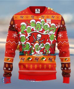 Men And Women Christmas Gift NFL Tampa Bay Buccaneers Cute 12 Grinch Face Xmas Day 3D Ugly Christmas Sweater