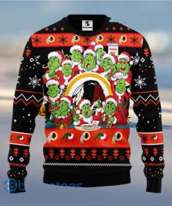 Men And Women Christmas Gift NFL Washington Redskins Cute 12 Grinch Face Xmas Day 3D Ugly Christmas Sweater