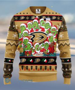 Men And Women Christmas Gift NHL Anaheim Ducks Cute 12 Grinch Face Xmas Day 3D Ugly Christmas Sweater