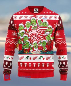 Men And Women Christmas Gift NHL Detroit Red Wings Cute 12 Grinch Face Xmas Day 3D Ugly Christmas Sweater