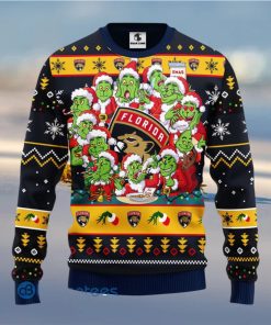 Men And Women Christmas Gift NHL Florida Panthers Cute 12 Grinch Face Xmas Day 3D Ugly Christmas Sweater