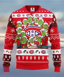 Men And Women Christmas Gift NHL Montreal Canadians Cute 12 Grinch Face Xmas Day 3D Ugly Christmas Sweater