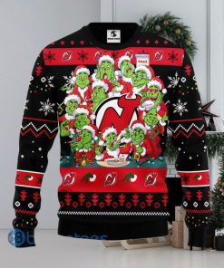 Men And Women Christmas Gift NHL New Jersey Devils Cute 12 Grinch Face Xmas Day 3D Ugly Christmas Sweater