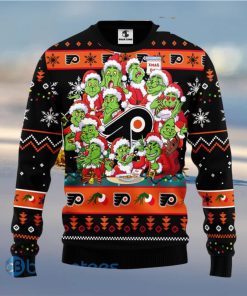 Men And Women Christmas Gift NHL Philadelphia Flyers Cute 12 Grinch Face Xmas Day 3D Ugly Christmas Sweater