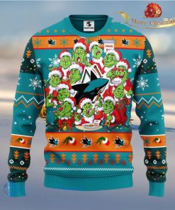 Men And Women Christmas Gift NHL San Jose Sharks Cute 12 Grinch Face Xmas Day 3D Ugly Christmas Sweater