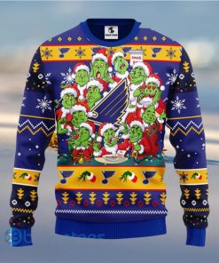 Men And Women Christmas Gift NHL St. Louis Blues Cute 12 Grinch Face Xmas Day 3D Ugly Christmas Sweater