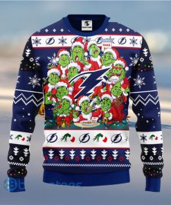 Men And Women Christmas Gift NHL Tampa Bay Lightning Cute 12 Grinch Face Xmas Day 3D Ugly Christmas Sweater