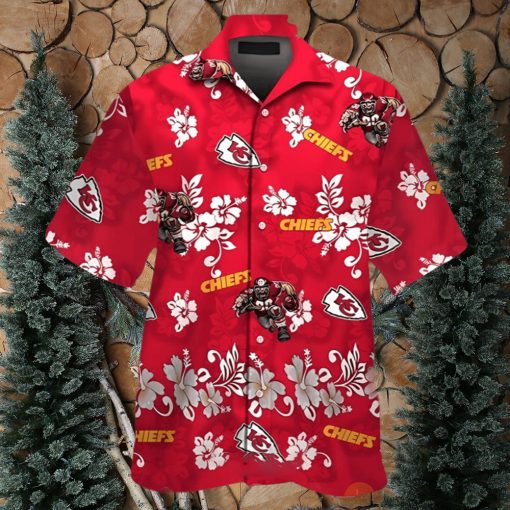 Men Kansas City Chiefs Football Floral Aloha Hawaiian Shirt Summer Vacation