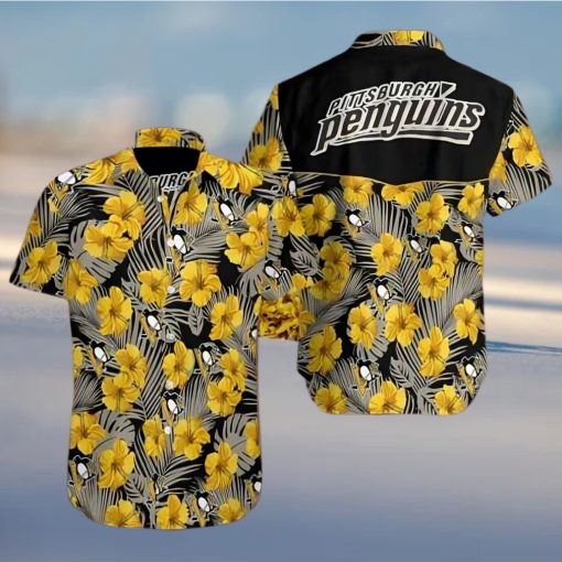 Men Pittsburgh Penguins Hockey Floral Aloha Hawaiian Shirt