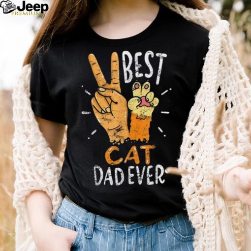 Mens Best Cat Dad Ever Christmas X Mas Kitten Kitty Lover Papa Shirt