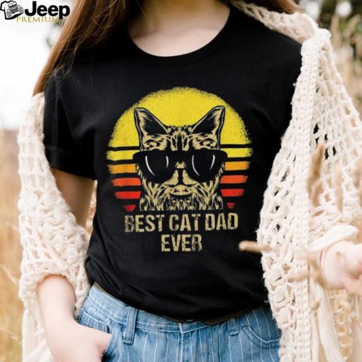 Mens Best Cat Dad Ever Daddy Cats Paw Retro Vintage Shirt