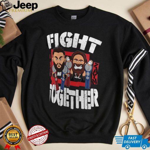 Men’s Black Sami Zayn & Kevin Owens Fight Together T Shirt