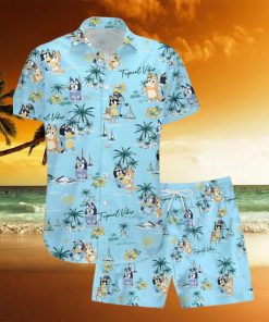 Men’s Bluey Print Hawaiian Shirt Shorts Combo Beach Ready Set