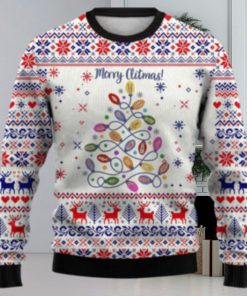 Men’s Cartoon Christmas Tree Print Crewneck Ugly Sweater