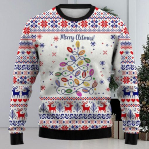 Men’s Cartoon Christmas Tree Print Crewneck Ugly Sweater