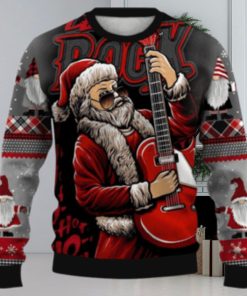 Men’s Casual Christmas Rock Crew Neck Ugly Sweater