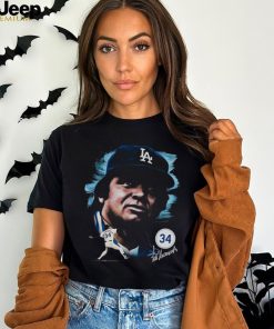 Men's Los Angeles Dodgers Fernando Valenzuela Mitchell & Ness Black Cooperstown Collection Portrait T Shirt