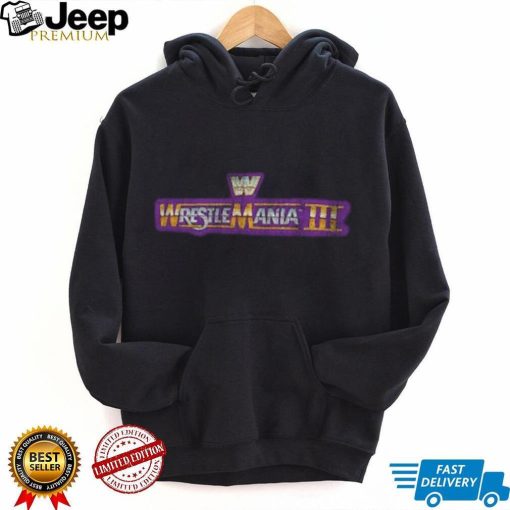Men’s Ripple Junction Black WrestleMania III Logo T Shirt