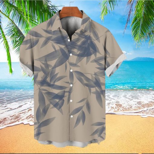 Men's Shirt Graphic Prints Leaves Turndown Blue Khaki Street Casual Short Sleeves Button Down Print Clothing Apparel Tropical Fashion Designer Hawaiian