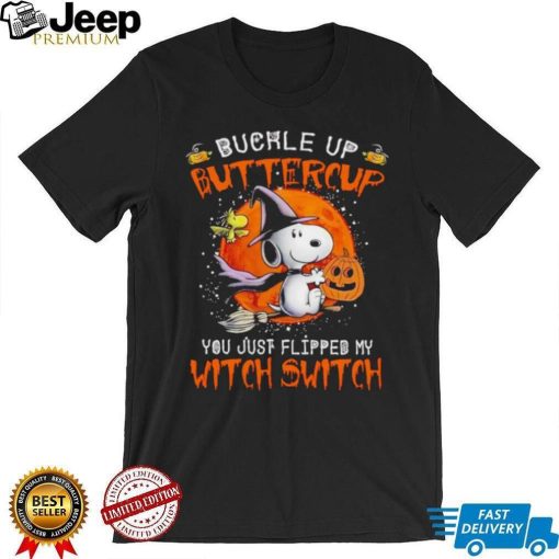 Men’s Snoopy buckle up buttercup you just flipped my witch switch shirt